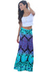 Sexy Aqua Plant Printed Maxi Skirt